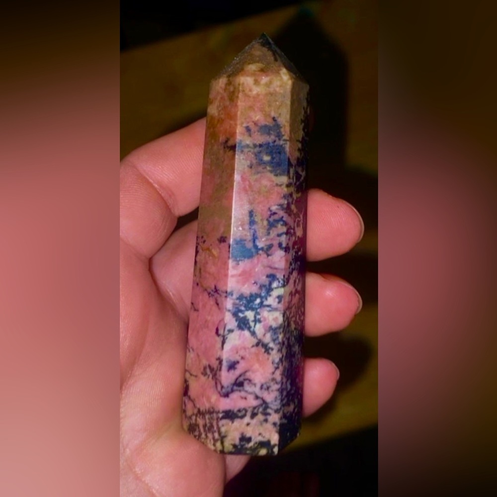 Beautiful colorful Rhodanite Tower